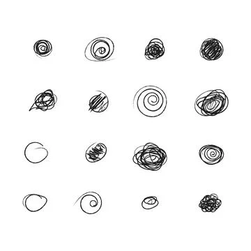 Set of hand drawn doodle circles in a grunge style. Scribble doodle circle .. Stock Illustration