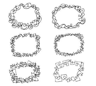 Set of hand drawn doodle frame. Black vector illustration on white background. 스톡 일러스트