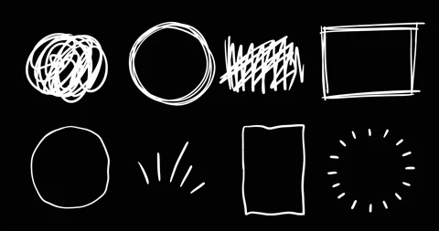 A set of hand drawn doodle frames, circles and elements to highlight text. Stock Footage