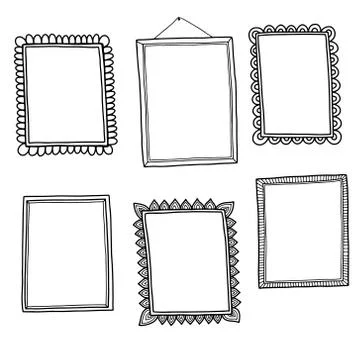 Set of hand-drawn doodle frames Stock Illustration