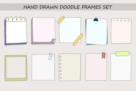 Set of hand-drawn doodle frames Illustrazione stock