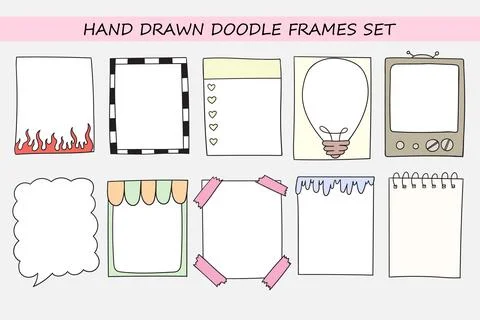 Set of hand-drawn doodle frames Stock Illustration