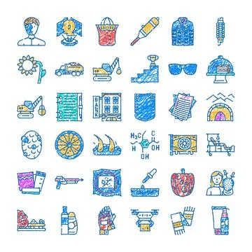 Set of hand drawn doodle icons and symbols Stock Illustration