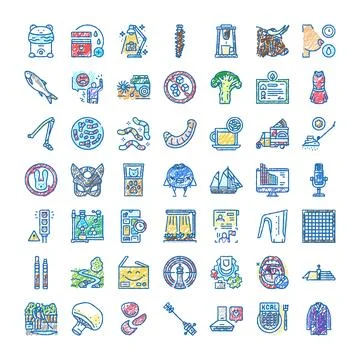Set of hand drawn doodle icons on various topics Stock Illustration