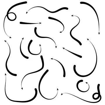 Set of hand drawn doodle style arrows. Vector illustration isolated on white Illustrazione stock