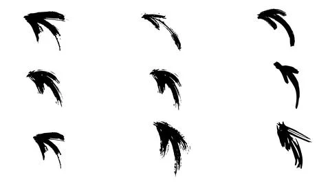 Set of hand drawn doodle thick arrows in different directions Stock Illustration