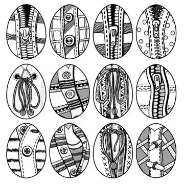 Set of Hand drawn easter eggs 库存插图