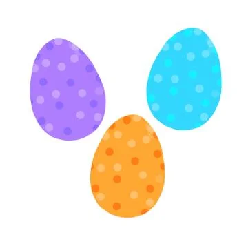 Set of hand drawn Easter eggs isolated on white background. Pattern of dots a 스톡 일러스트