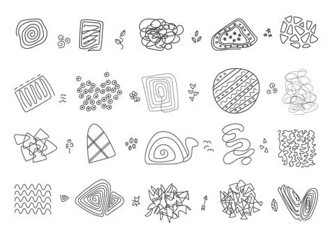 Set of hand drawn elements and textures for background. 스톡 일러스트