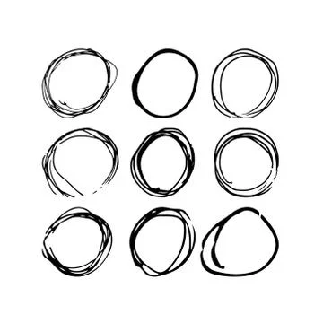 Set of hand drawn elements. round frames 스톡 일러스트