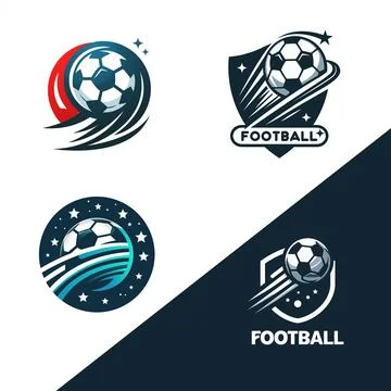 Set of Hand drawn flat design football logo template Stock-Illustration