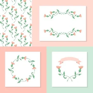 Set of hand drawn floral elements Illustrazione stock