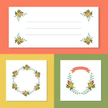 Set of hand drawn floral elements Stock Illustration