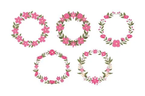 Set of Hand drawn floral frames and borders set collection, Floral Border D.. Stock Illustration