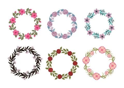 Set of Hand drawn floral frames and borders set collection, Floral Border D.. Stock Illustration