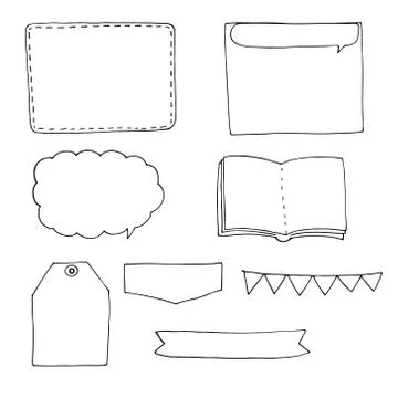Set of hand-drawn frames and elements for a notebook Stock Illustration