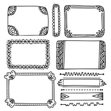 Set of hand-drawn frames for a bullet journal or diary Illustrazione stock