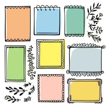 Set of hand-drawn frames for a bullet journal or diary Stock Illustration