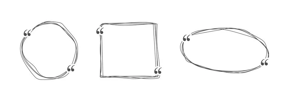 Set of hand drawn frames for quote, text and links. Frame for text and quotes Stock Illustration