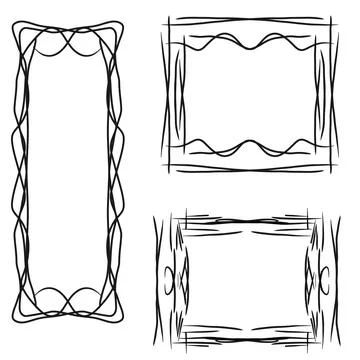 A set of hand-drawn frames on a white background Stock Illustration