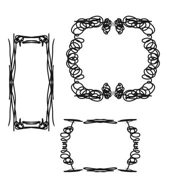 A set of hand-drawn frames on a white background Stock Illustration
