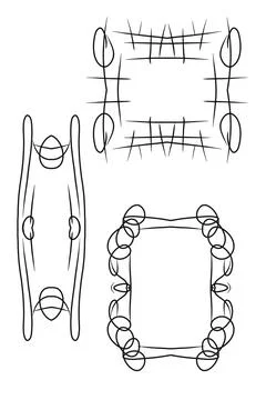 A set of hand-drawn frames on a white background Stock Illustration
