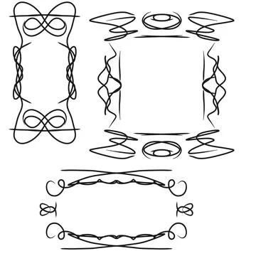 A set of hand-drawn frames on a white background Stock Illustration