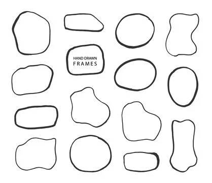 Set of hand-drawn frames.Vector black stroke border with felt-tip pen objects. Stock Illustration