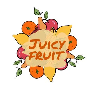 Set of hand drawn fruit icons. Vector illustration Stock Illustration