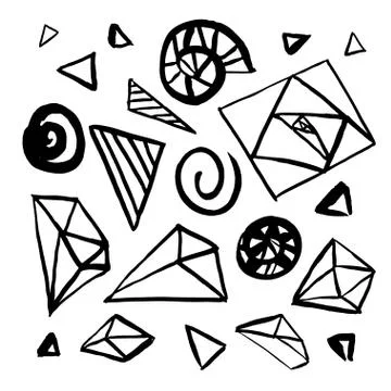 Set of hand drawn geometric design elements. Stock Illustration
