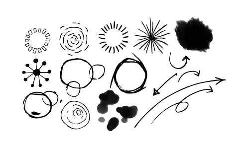 Set of hand drawn graphic elements Illustrazione stock