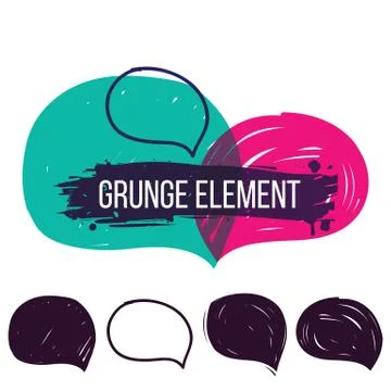 Set hand drawn grunge bubble speech Stock Illustration