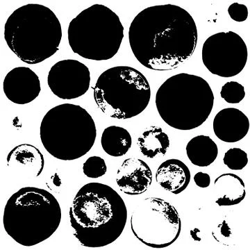 Set of hand drawn grunge circle stains for background Stock Illustration
