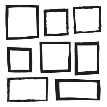 Set of hand drawn grunge frames. Stock Illustration