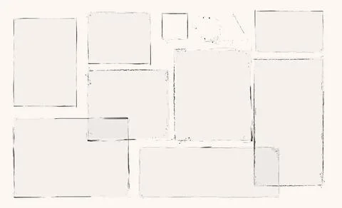 Set of hand drawn grunge frames shapes. Abstract background with distressed b 스톡 일러스트