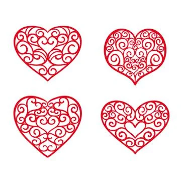 Set hand drawn hearts. Design elements for Valentine's day Stock Illustration