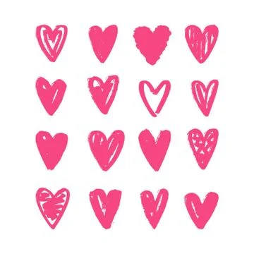 Set of hand drawn hearts. Stock Illustration
