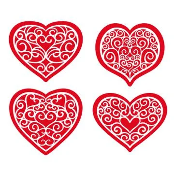 Set hand drawn hearts on white background. Design elements for Valentine's da Stock Illustration