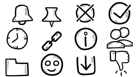 Set of hand-drawn icons about internet social networks. Stock-Footage 116736587