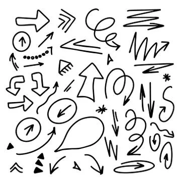 Set of hand drawn infographic elements arrows circles and abstract doodle Illustrazione stock