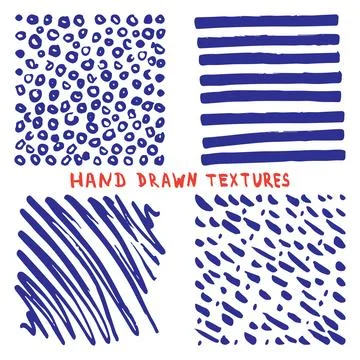 Set hand drawn ink texture isolated on white background Stock Illustration