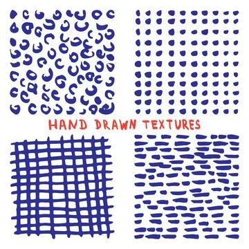 Set hand drawn ink texture isolated on white background Stock Illustration