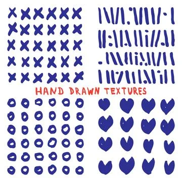 Set hand drawn ink texture isolated on white background Stock Illustration