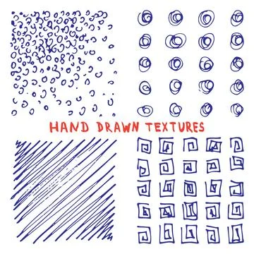 Set hand drawn ink texture isolated on white background Stock Illustration