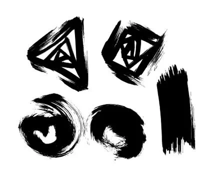 Set of hand drawn ink textures and brush strokes. Stock Illustration