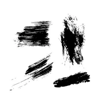 Set of hand drawn ink textures and brush strokes. Stock Illustration