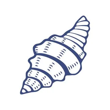 Set of Hand drawn ink vector seashell illustration. Conceptual, naive marine  스톡 일러스트