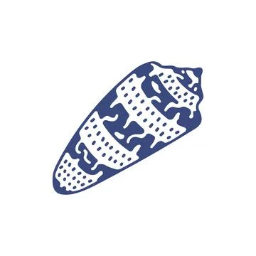 Set of Hand drawn ink vector seashell illustration. Conceptual, naive marine  イラスト素材