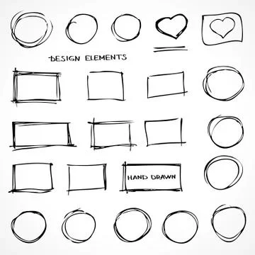 Set of Hand Drawn Isolated Scribble Design Elements for Business Stock Illustration