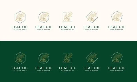 Set of Hand drawn label of extra virgin olive oil logo template Stock Illustration